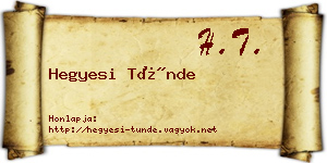 Hegyesi Tünde névjegykártya